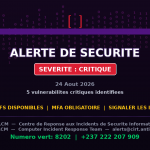 [CRITIQUE] vulnerabilites critiques — Menaces actives
