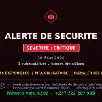 [CRITIQUE] faille OpenSSL — 3+ autres menaces — Menaces actives