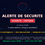 [CRITIQUE] vulnerabilites critiques — Menaces actives