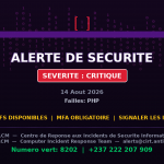 [CRITIQUE] faille PHP — 3+ autres menaces — Menaces actives